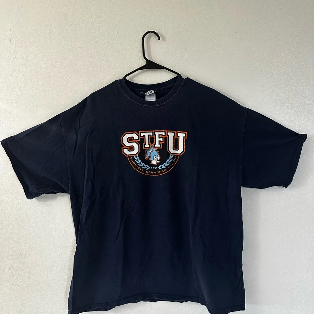 STFU - Navy Blue Graphic T-Shirt - Picture 1 of 4
